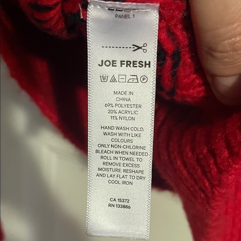 Joe Fresh Red and Black Geometric Women's Sweater - Picture 5 of 6